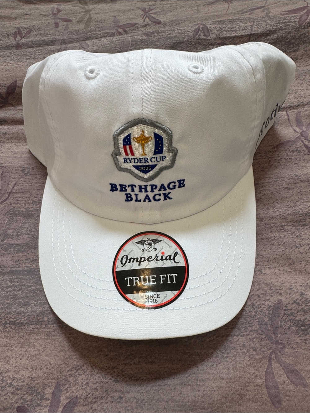 Bethpage Black Ryder Cup 2025 White Baseball Cap logo on side. New.